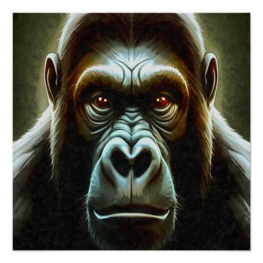 Ape Mountain Gorilla Fun Face Character Portret Perfect Poster (Voorkant)