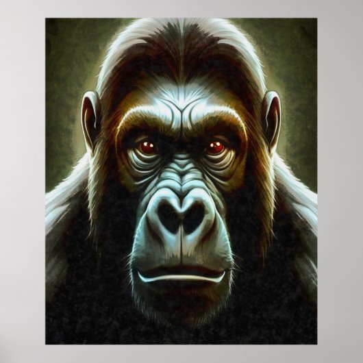 Ape Mountain Gorilla Fun Face Character Portret Poster (Voorkant)