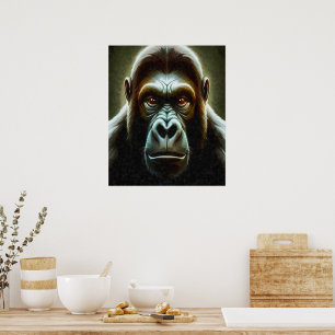 Ape Mountain Gorilla Fun Face Character Portret Poster
