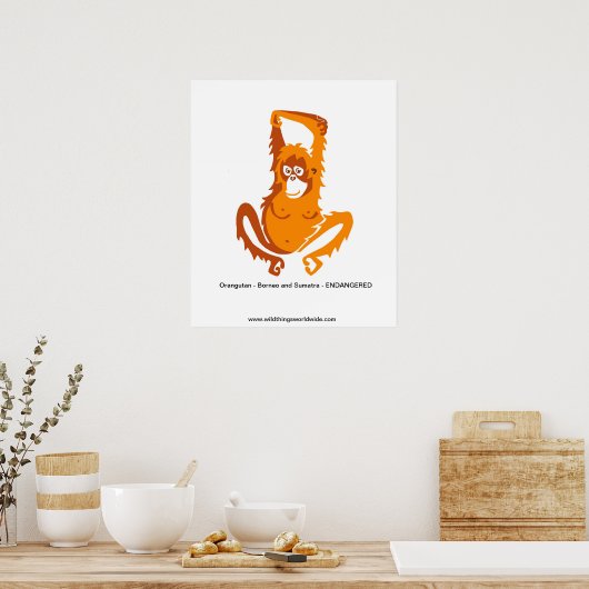 Ape - ORANG-OETAN - Bedreigd dier Poster (Keuken)