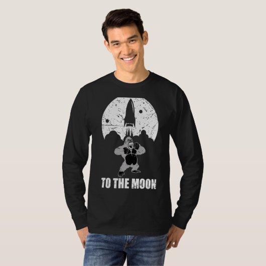 Ape To The Moon Crypto Coin Rocket Crypto Nft T-shirt (Voorkant volledig)