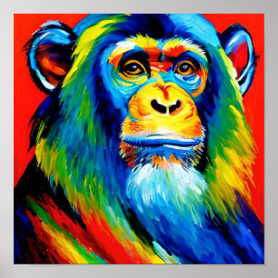 Ape Wisdom, Sad Ape   Kleurrijke regenboog Poster