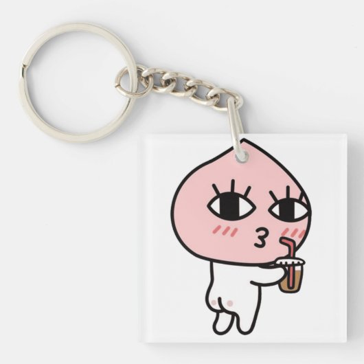 Apeach met ijskoffie sleutelhanger (Voorkant)