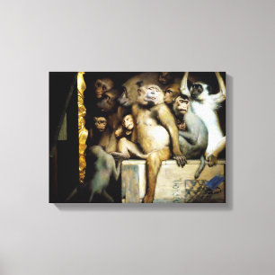 apen als kunstrechters canvas afdruk