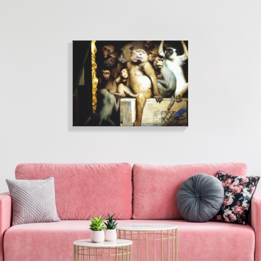 Apen als Rechters van de Kunst Canvas Afdruk (Insitu (Woonkamer))