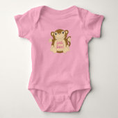 Apen Baby Shower Roze Romper (Voorkant)