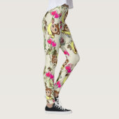 Apen Bananen Roze Harten Bloemen Leggings (Rechts)