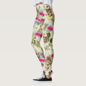 Apen Bananen Roze Harten Bloemen Leggings (Links)