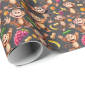 Apen blij met hun eten 2 cadeaupapier (Rol Hoek)
