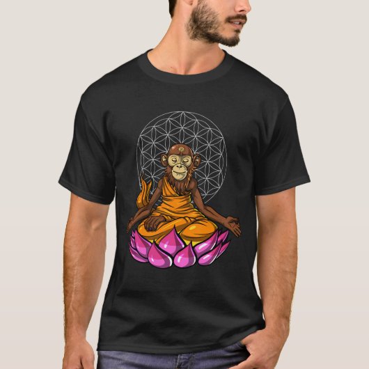Apen Boeddha Meditatie T-shirt (Voorkant)