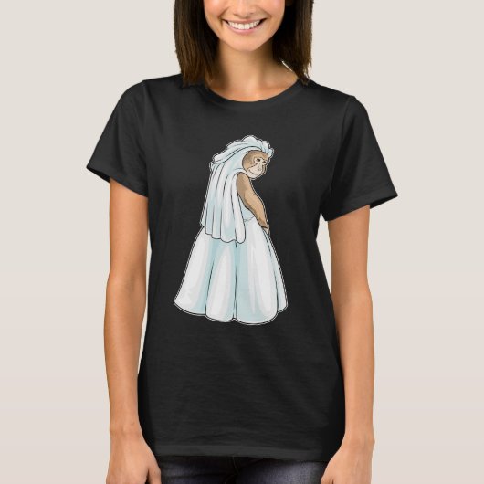 Apen Bruids Sluier Bruiloft T-shirt (Voorkant)