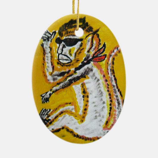 Apen Circus Kunst Keramisch Ornament (Achterkant)