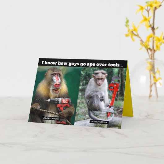 apen die Ape over Tools Vaderdag GiftCard gaan Kaart (Gele Bloem)