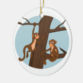 apen die de boom beklimmen keramisch ornament (Links)