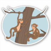 apen die de boom op vinylsticker met aangepaste sn sticker (Voorkant)