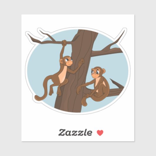 apen die de boom op vinylsticker met aangepaste sn sticker (Vel)