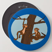 Apen die de boomknop cartoon klimmen ronde button 6,0 cm (Voorkant /achterkant)
