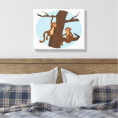 apen die de cartoon van de boom beklimmen canvas afdruk (Insitu (Slaapkamer))