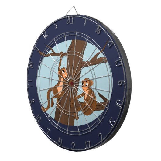 apen die het dartboard van de boom beklimmen dartbord (Voorkant Rechts)