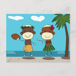 apen die in het Briefkaart Hawaï met vakantie zijn