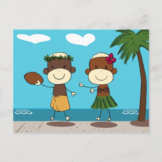 apen die in het Briefkaart Hawaï met vakantie zijn (Voorkant)