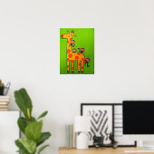apen die met Giraffe spelen Poster (Thuiskantoor)