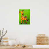 apen die met Giraffe spelen Poster (Keuken)