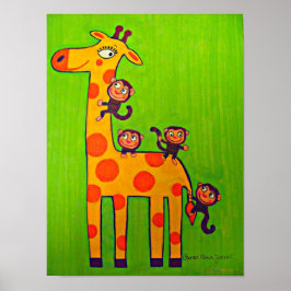 apen die met Giraffe spelen Poster