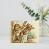 , apen die muziekinstrumenten afspelen briefkaart (Staand voorkant)