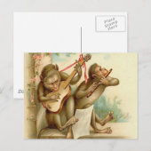 , apen die muziekinstrumenten afspelen briefkaart (Voorkant / Achterkant)