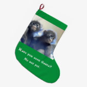 apen die op zoek zijn naar de kerstman grote kerstsok (Voorkant (Hangend))
