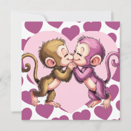 Apen die Valentijnsharten kussen Valentijnskaart Feestdagenkaart