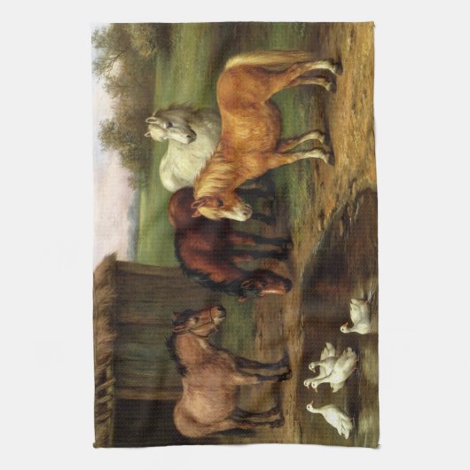  apen en eenden landbouwhuisdieren theedoek (Verticaal)