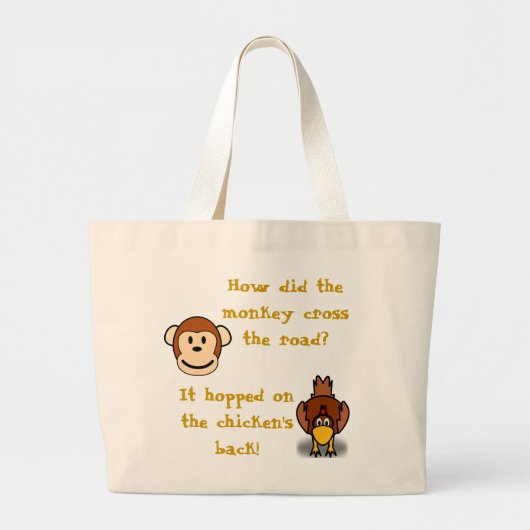 Apen en kippen grote tote bag (Voorkant)