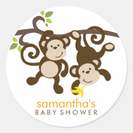 Apen en Polka Dots Ronde Sticker