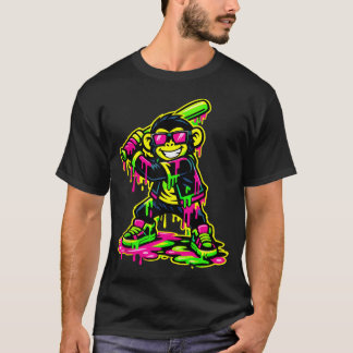 Apen Grappige Dieren Honkbal Drip Jeugd Jongens T-shirt