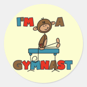 Apen Ik ben een turner T-shirts en cadeaus Ronde Sticker