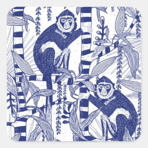 Apen in de Jungle Vierkante Sticker