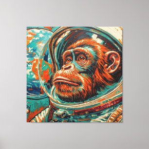 APEN IN DE RUIMTE CANVAS AFDRUK