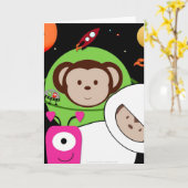 apen in de ruimte met Aliens Planet Kaart (Gele Bloem)