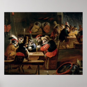 apen in een Tavern, details van de kaartgame Poster