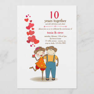 apen in Love Jubileum Invitation Kaart