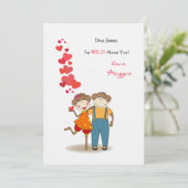 apen in Love Valentijnsdag Card Feestdagenkaart (Staand voorkant)