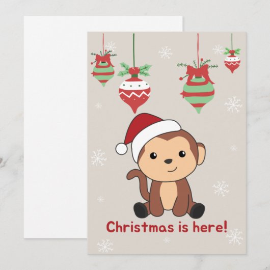 Apen Kerstmis Sneeuw Winter Dieren Apen Feestdagen Feestdagenkaart (Voorkant / Achterkant)