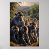 Apen majestueus bewondering weelderig groen veld poster (Voorkant)