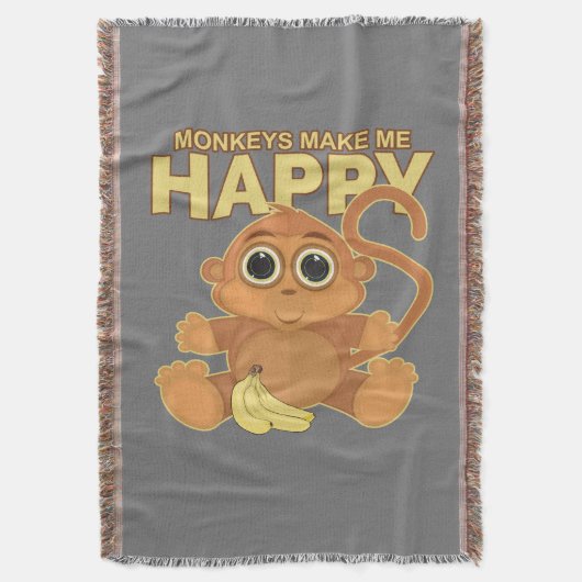 apen maken me gelukkig deken (Voorkant Verticaal)