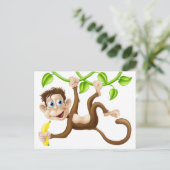 Apen met banaan briefkaart (Staand voorkant)
