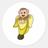 Apen met bananenschil ronde sticker (Voorkant)
