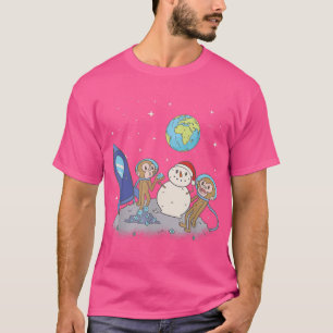 apen op de Astronaut Funny Earth Galaxy Plane T-shirt