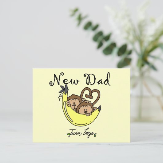 apen Papa van Twin Boys Tshirts en cadeautjes Briefkaart (Staand voorkant)